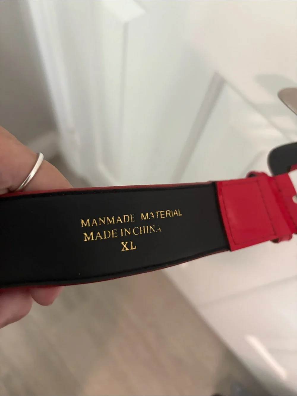 Red Patent Leather Women's Fashion Belt - Wide Buckle Sz XL